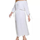 Vestido Calvin Klein Plus Size Feminino de Crepe com Ombros à Ombro Branco Tamanho 14W