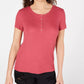 Blusa térmica Henley Pink Rose Juniors, vermelha, tamanho pequeno