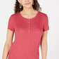 Blusa térmica Henley Pink Rose Juniors, vermelha, tamanho pequeno