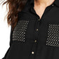Camisa feminina com tachas Thalia Sodi, preta, tamanho médio