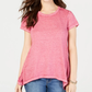 Camiseta feminina estilo &amp; co com bainha de lenço e estampa Burnout, rosa, tamanho pequeno
