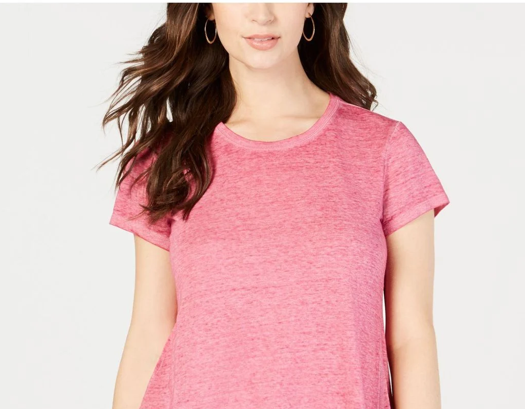 Camiseta feminina estilo &amp; co com bainha de lenço e estampa Burnout, rosa, tamanho pequeno