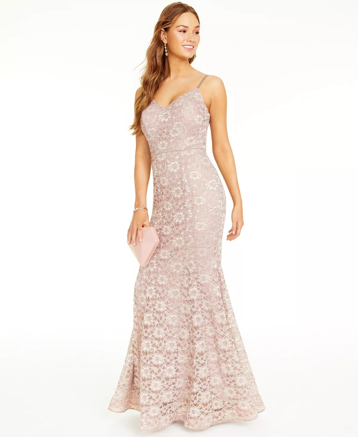 Vestido de festa infantil BCX com glitter e renda marrom, tamanho 5