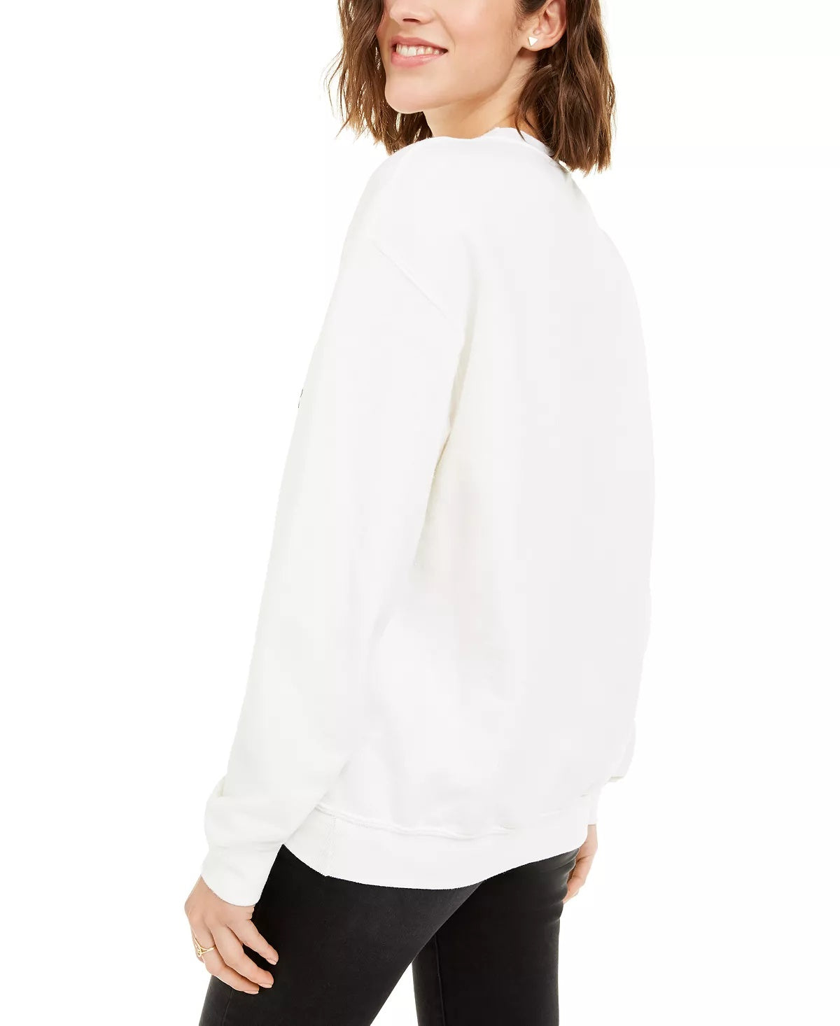 Moletom feminino vintage com estampa floral, tamanho pequeno, branco