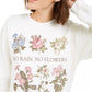Moletom feminino vintage com estampa floral, tamanho pequeno, branco