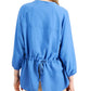 Blusa feminina Alfani com manga bispo e amarração nas costas, azul, tamanho grande