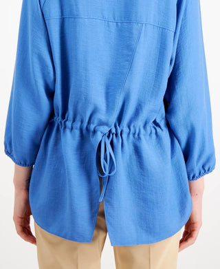 Blusa feminina Alfani com manga bispo e amarração nas costas, azul, tamanho grande
