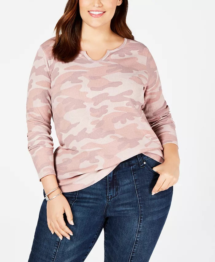 Blusa térmica feminina estampada estilo &amp; co rosa tamanho 0X