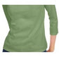 Camiseta feminina lisa Maison Jules com manga 3/4, verde, tamanho XX-G
