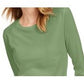 Camiseta feminina lisa Maison Jules com manga 3/4, verde, tamanho XX-G
