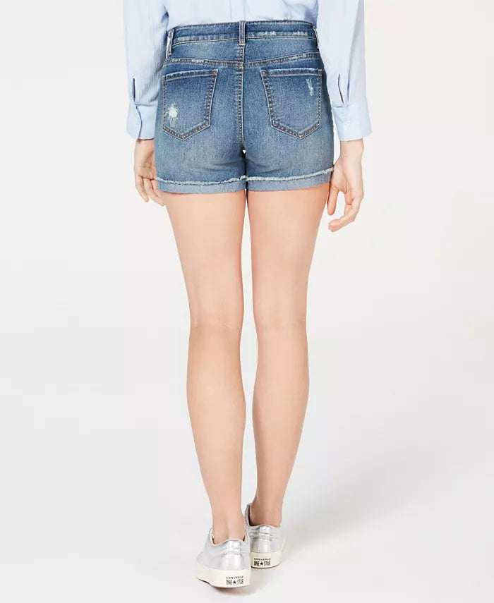 Calça jeans curta com cintura média e punho Vanilla Star Juniors, azul, tamanho 11