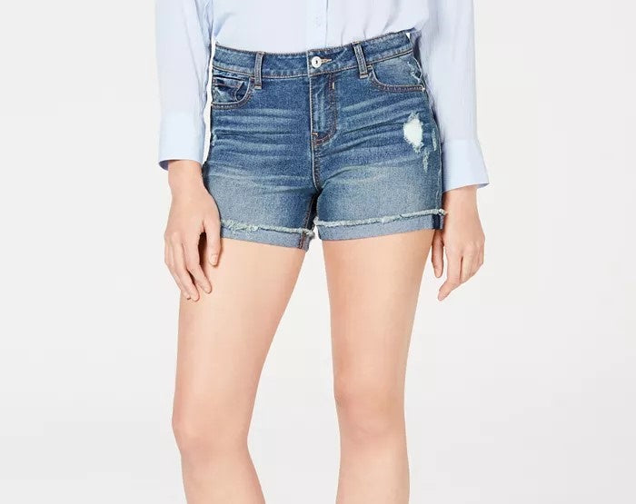 Calça jeans curta com cintura média e punho Vanilla Star Juniors, azul, tamanho 11