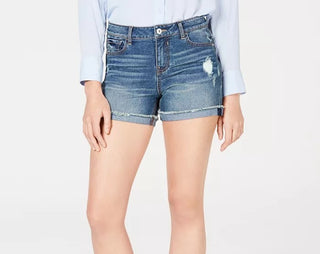 Calça jeans curta com cintura média e punho Vanilla Star Juniors, azul, tamanho 11