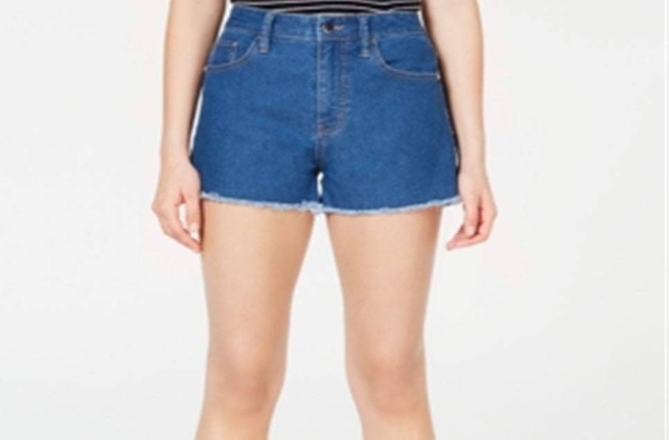 Tinseltown Shorts jeans feminino de cintura alta e cintura alta, azul, tamanho 13