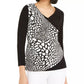 Blusa feminina Alfani com estampa de envelope, preta, tamanho médio