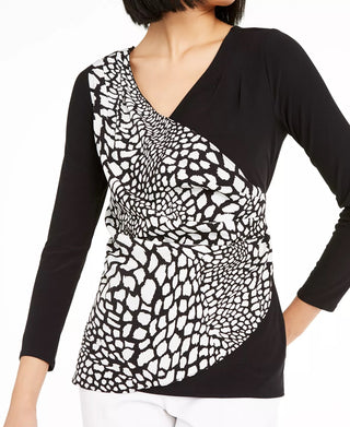 Alfani Women's Faux-Wrap Top Black Size Medium