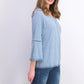 Blusa feminina estilo &amp; co, pequena, de crochê, com manga sino, azul, tamanho PL