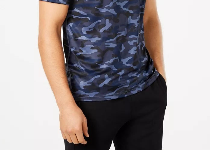 Camiseta camuflada masculina Id Ideology, azul, tamanho pequeno