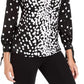 Blusa feminina Alfani com mangas franzidas e amarração, preta, tamanho XX-G