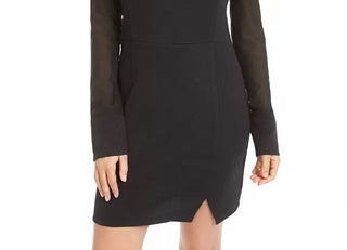 Vestido justo com manga de malha Material Girl Juniors, preto, tamanho grande
