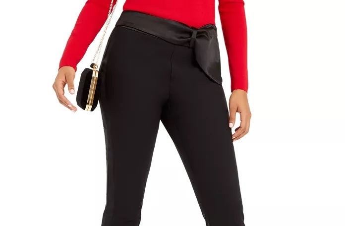 Calça skinny feminina INC International Concepts Petite com cós largo, preta, tamanho 0 Petite