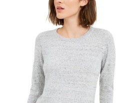 Suéter feminino salpicado Maison Jules cinza tamanho grande