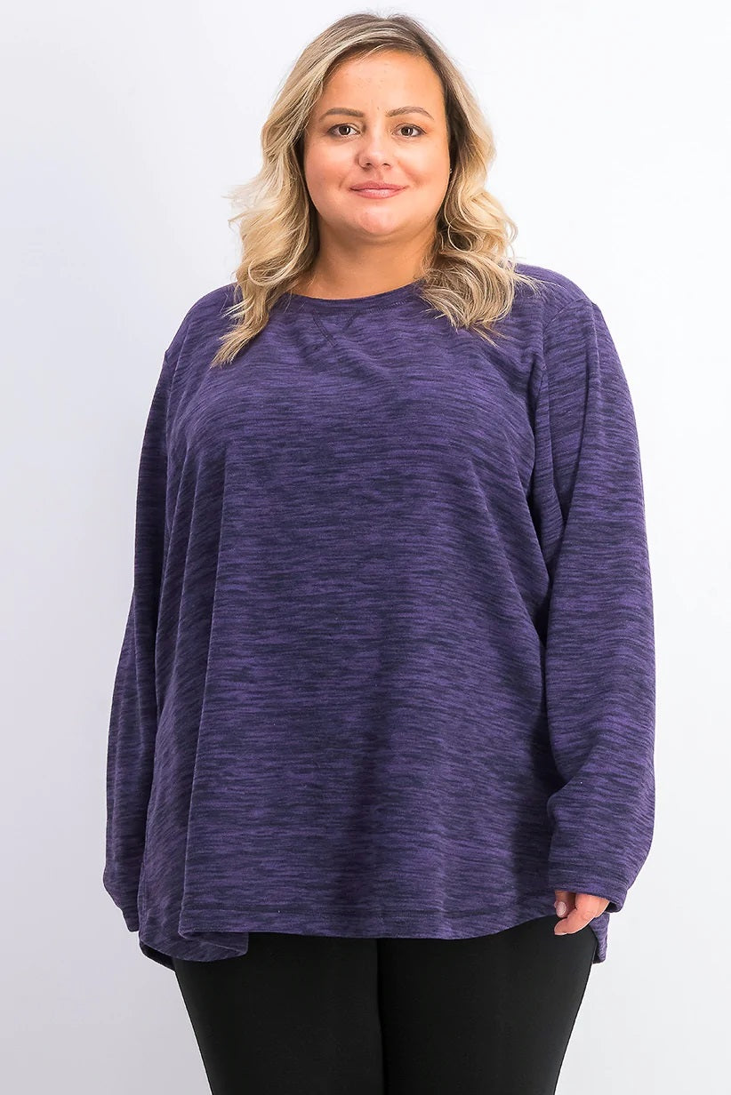 Karen Scott Blusa feminina de microfibra de malha média roxa tamanho 0X