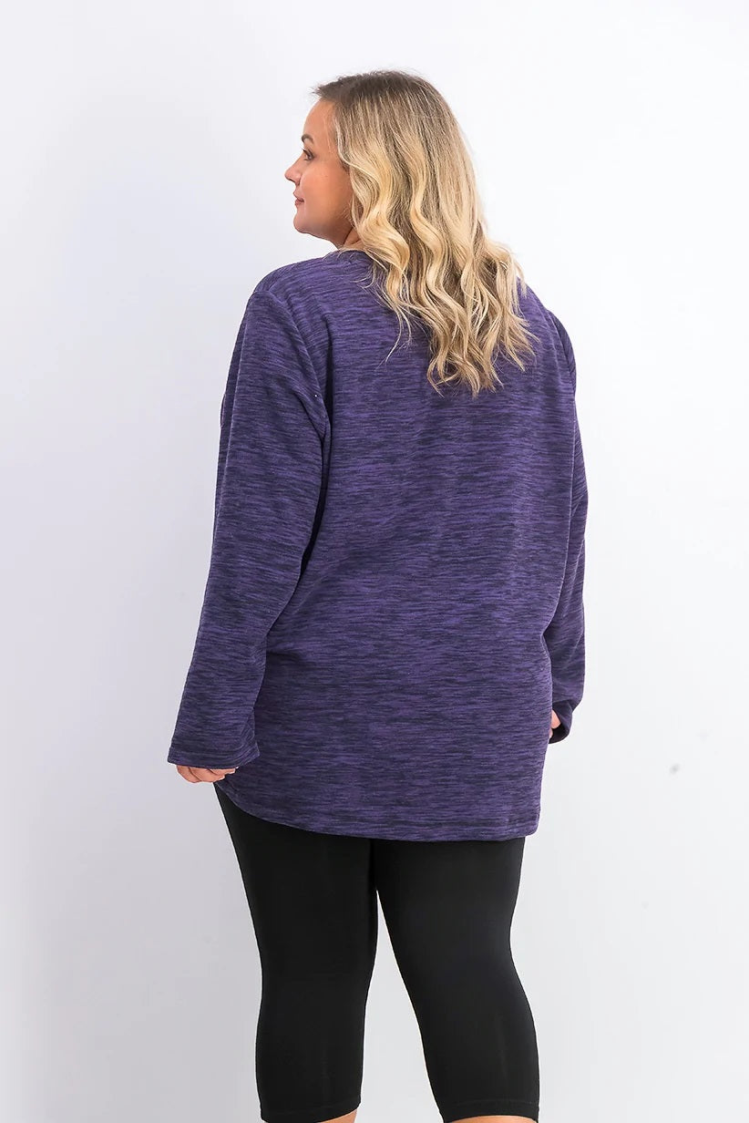 Karen Scott Blusa feminina de microfibra de malha média roxa tamanho 0X