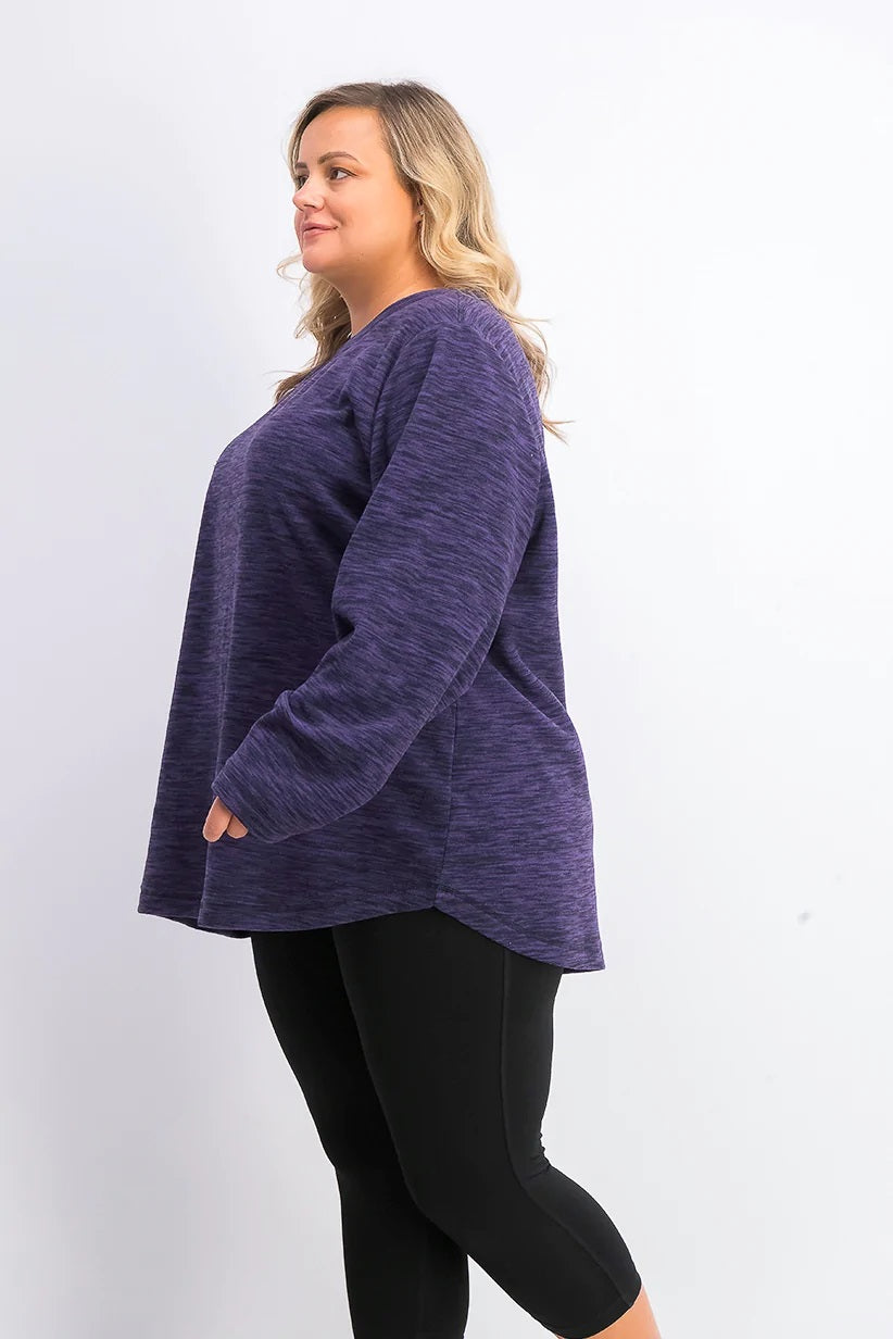 Karen Scott Blusa feminina de microfibra de malha média roxa tamanho 0X