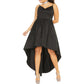 Vestido formal feminino B Darlin Plus Tafetá Hi Low Preto Tamanho 16