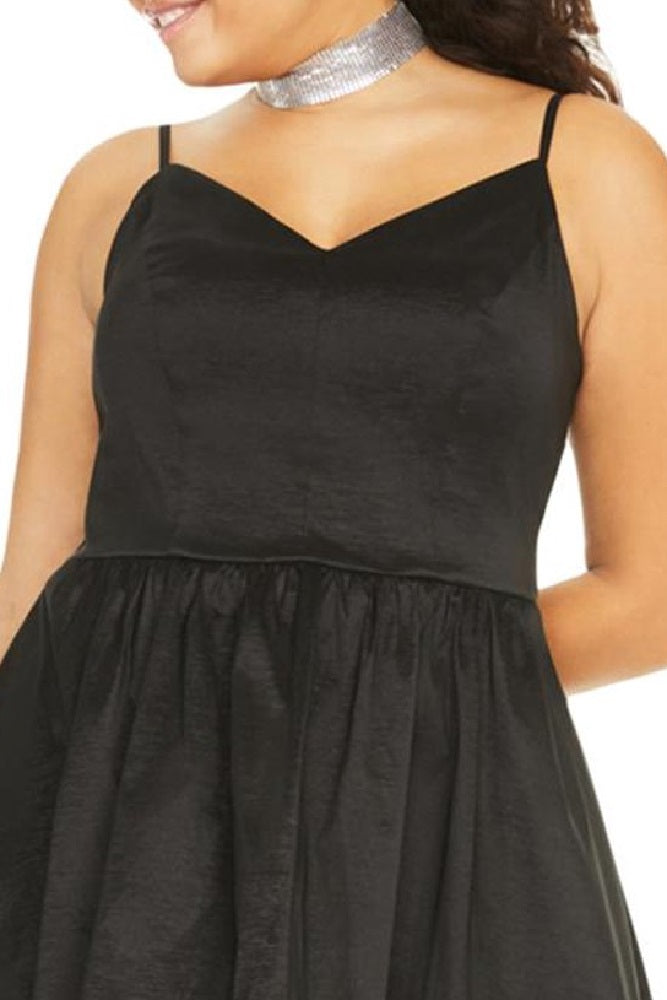 Vestido formal feminino B Darlin Plus Tafetá Hi Low Preto Tamanho 16