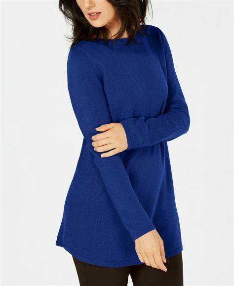 Túnica feminina Karen Scott lisa com bainha curva, azul, tamanho X-S