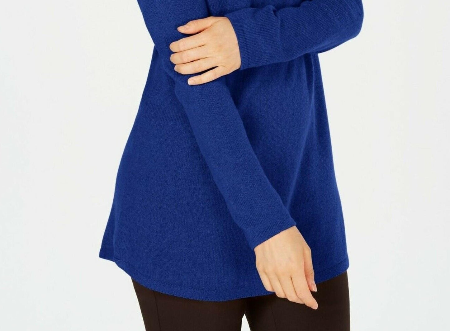 Túnica feminina Karen Scott lisa com bainha curva, azul, tamanho X-S