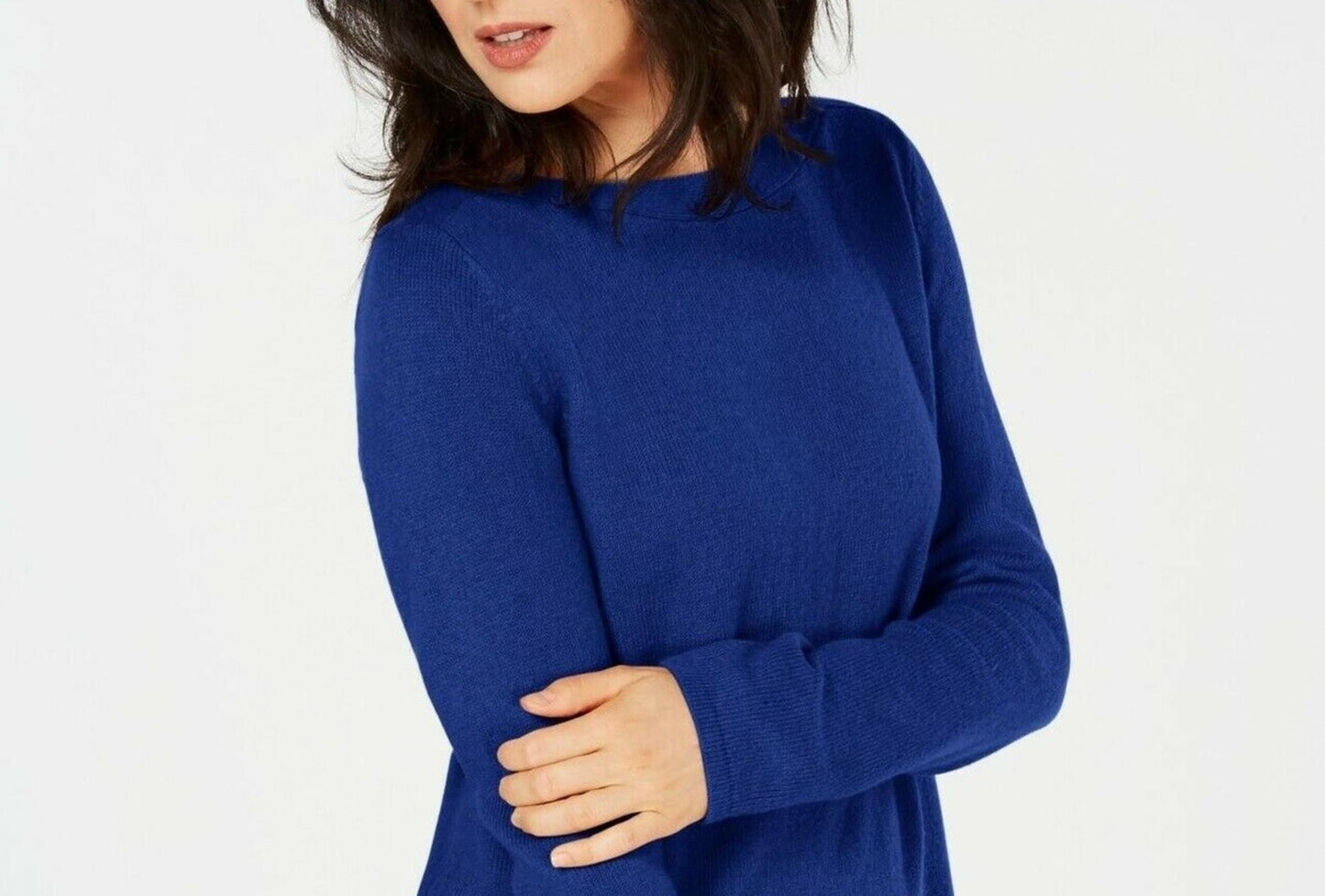 Túnica feminina Karen Scott lisa com bainha curva, azul, tamanho X-S