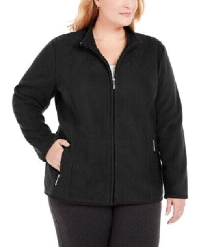 Jaqueta de lã acolchoada plus size Karen Scott feminina, preta, tamanho 1X