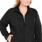 Jaqueta de lã acolchoada plus size Karen Scott feminina, preta, tamanho 1X