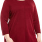Karen Scott Suéter Feminino Plus Cotton com Acabamento Contrastado e Gola Redonda Vinho Tamanho 0X