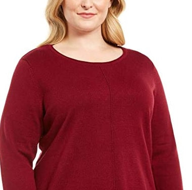 Karen Scott Suéter Feminino Plus Cotton com Acabamento Contrastado e Gola Redonda Vinho Tamanho 0X