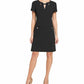 Vestido Tommy Hilfiger Scuba Crepe com Bolso e Grommet, Feminino, Preto, Tamanho 10