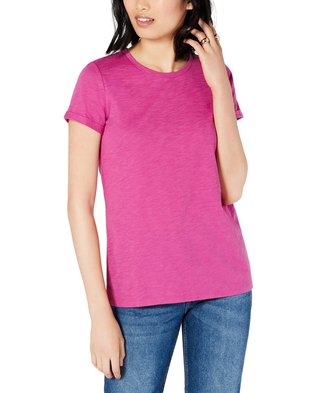 Camiseta feminina Maison Jules High-Low rosa tamanho XX-G