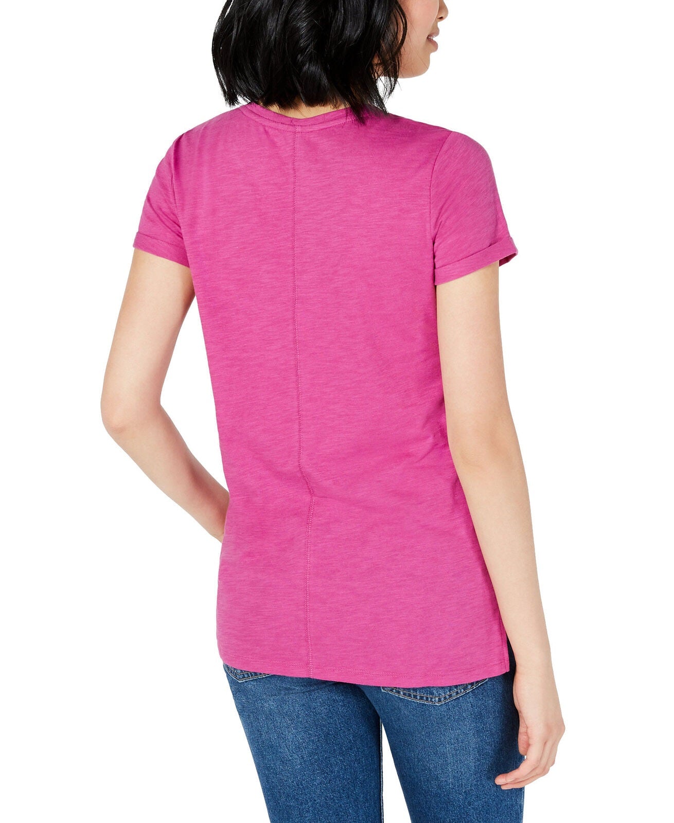 Camiseta feminina Maison Jules High-Low rosa tamanho XX-G
