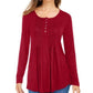 Blusa feminina estilo &amp; co, pequena, com pregas, tamanho vinho, PS