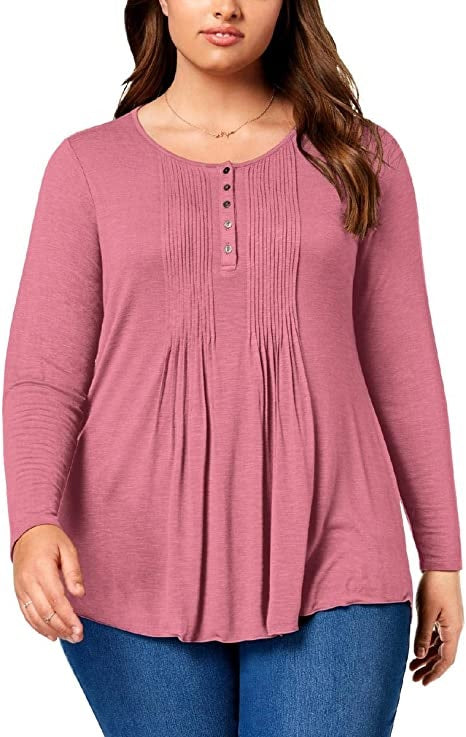 Top feminino estilo &amp; co, estampado, tamanho rosa, tamanho PM