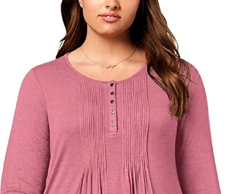 Top feminino estilo &amp; co, estampado, tamanho rosa, tamanho PM