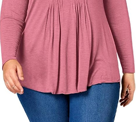 Top feminino estilo &amp; co, estampado, tamanho rosa, tamanho PM