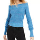 Suéter feminino Sugar Rush ombro a ombro azul tamanho médio da Free People
