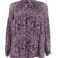 Blusa feminina Petite estampada com decote em V, tamanho Petite X-Small, tamanho roxo, da Lauren By Ralph Lauren