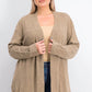 Karen Scott Cardigan Feminino Manga Longa Aberta na Frente Castanho Tamanho Médio