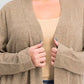 Karen Scott Cardigan Feminino Manga Longa Aberta na Frente Castanho Tamanho Médio