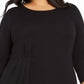 Blusa feminina Alfani Plus Size com sobreposição assimétrica, preta, tamanho 0X